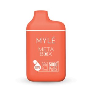 Myle meta box 5000 puff disposable device peach ice